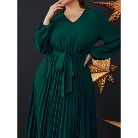 Elegant • Plus Size Women's Emerald Green Maxi Dress • Highquality Material, Non-Stretchy, Formal & Everyday, Machine Washable