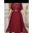 Plus Size - 2025 New Plus-Size Women'S Summer Dress with a Waist-Cinching Design That Flatters The Figure, Elegantly Concealing The Belly, Featuring a Stylish Faux Two-Piece A-Line Silhouette.