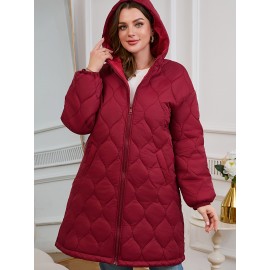 [Quilted Hooded Jacket] Soft Quilted Women's Elegant Hooded Jacket | All-Season Machine Washable Outerwear, Zipper Closure & Tailored Fit for Casual or Formal Wear, Everyday Comfort Coat