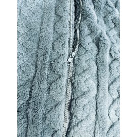 Plus Size - Women'S Cozy Fleece-Lined Hooded Jacket - Thick Warm Winter Coat with Pockets, Soft Plush Lining, Elegant Casual Outerwear for Fall & Winter