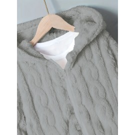 Plus Size - Women'S Cozy Fleece-Lined Hooded Jacket - Thick Warm Winter Coat with Pockets, Soft Plush Lining, Elegant Casual Outerwear for Fall & Winter