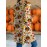 [Plus Size Turkey Cardigan] Plus Size Women's Thanksgiving Turkey Print Long Sleeve Cardigan | Lightweight Open Front, Stretchy Machine-Washable, Versatile Layering, Seasonal Fashion, Durable, Breathable