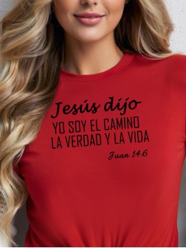 Women's Lightweight Short Sleeve T-Shirt - Vibrant Orange Spanish Bible Verse 