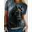 Women's Casual Elegant Horse Graphic T-Shirt - Short Sleeve Round Neck Summer Top with Majestic Black Horse & Golden Bridle Design, Machine Washable Regular Fit, Horse Shirt, Comfortable Pullover, Regal Aesthetic Apparel, Detailed Digital Print