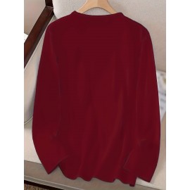 KC Football Long Sleeve Crew Neck T-Shirt - Casual, Alphabet Pattern, Regular Fit, Polyester Knit Fabric, All Seasons, No Belt, Long Sleeve, Regular Sleeve, No Chest Pad, Pullovers, Fabric Weight 180 g/m²