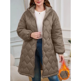 [Quilted Hooded Jacket] Soft Quilted Women's Elegant Hooded Jacket | All-Season Machine Washable Outerwear, Zipper Closure & Tailored Fit for Casual or Formal Wear, Everyday Comfort Coat