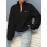 Plus Size, Plus Size Women's Elegant Casual Double-Faced Fleece-Lined Jacket with Ribbed Cuffs & High Neck, 100% Polyester Machine-Washable All-Season Outerwear, Black